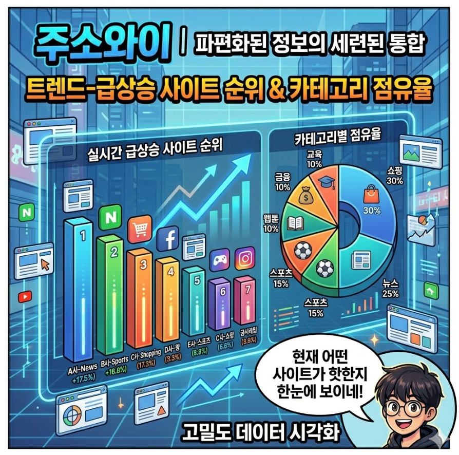 급상승 사이트 순위 & 카테고리 점유율